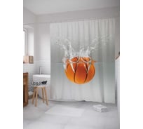 Штора (занавеска) для ванной JoyArty "Водный баскетбол" из сатена, 180х200 см с крючками, sc_11462