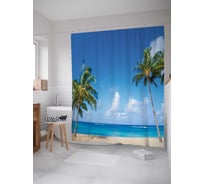 Штора (занавеска) для ванной JoyArty "Пальмы жаждут дружбы" из сатена, 180х200 см с крючками, sc_16253