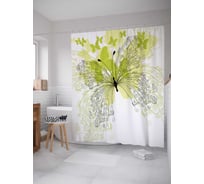 Штора (занавеска) для ванной JoyArty "Чудеса с бабочками" из сатена, 180х200 см с крючками, sc_11386