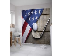 Штора (занавеска) для ванной JoyArty "Гольф в Америке" из сатена, 180х200 см с крючками, sc_11513