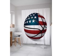 Штора (занавеска) для ванной JoyArty "Мяч Америки" из сатена, 180х200 см с крючками, sc_11478
