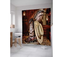 Штора (занавеска) для ванной JoyArty "Отдых ковбоя" из сатена, 180х200 см с крючками, sc_13992