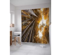Штора (занавеска) для ванной JoyArty "Лесные кроны" из сатена, 180х200 см с крючками, sc_15784