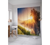 Штора (занавеска) для ванной JoyArty "Утренний туман" из сатена, 180х200 см с крючками, sc_13681