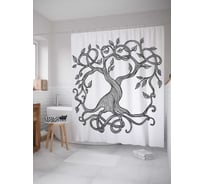 Штора (занавеска) для ванной JoyArty "Вьющееся дерево" из сатена, 180х200 см с крючками, sc_16897