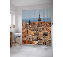 Штора (занавеска) для ванной JoyArty "Удивительная архитектура" из сатена, 180х200 см с крючками, sc_13649