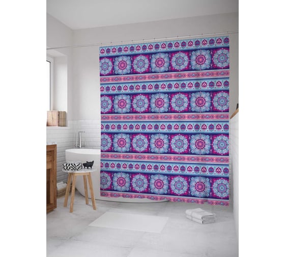 Штора (занавеска) для ванной JoyArty "Энергетический порядок" из сатена, 180х200 см с крючками, sc_26297 1