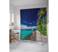 Штора (занавеска) для ванной JoyArty "Экзотический пирс" из сатена, 180х200 см с крючками, sc_13801