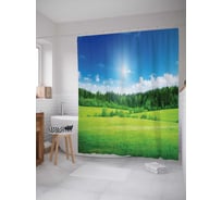 Штора (занавеска) для ванной JoyArty "Тайная поляна" из сатена, 180х200 см с крючками, sc_13662