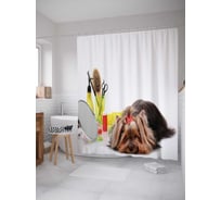 Штора (занавеска) для ванной JoyArty "Уставшая модница" из сатена, 180х200 см с крючками, sc_10667