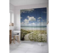 Штора (занавеска) для ванной JoyArty "Путь к морю" из сатена, 180х200 см с крючками, sc_11165