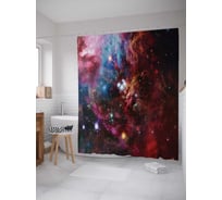 Штора (занавеска) для ванной JoyArty "Путешествия в космос" из сатена, 180х200 см с крючками, sc_13784