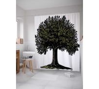 Штора (занавеска) для ванной JoyArty "Темное дерево" из сатена, 180х200 см с крючками, sc_16041