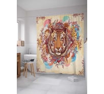Штора (занавеска) для ванной JoyArty "Тигровый знак" из сатена, 180х200 см с крючками, sc_26323
