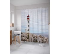 Штора (занавеска) для ванной JoyArty "Маяк скрывает тайны" из сатена, 180х200 см с крючками, sc_2771