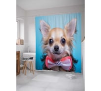 Штора (занавеска) для ванной JoyArty "Дружелюбный пес" из сатена, 180х200 см с крючками, sc_2778