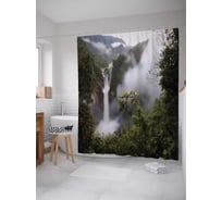 Штора (занавеска) для ванной JoyArty "Водопадные туманы" из сатена, 180х200 см с крючками, sc_11418