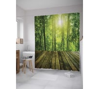Штора (занавеска) для ванной JoyArty "Солнечный свет в лесу" из сатена, 180х200 см с крючками, sc_10019