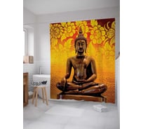 Штора (занавеска) для ванной JoyArty "Будда спокоен" из сатена, 180х200 см с крючками, sc_14101