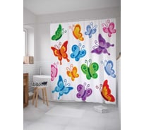Штора (занавеска) для ванной JoyArty "Ветренные бабочки" из сатена, 180х200 см с крючками, sc_13606