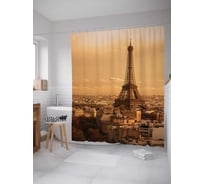 Штора (занавеска) для ванной JoyArty "Парижские виды" из сатена, 180х200 см с крючками, sc_11345