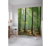 Штора (занавеска) для ванной JoyArty "Лесная свежесть" из сатена, 180х200 см с крючками, sc_14621