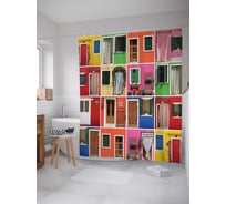 Штора (занавеска) для ванной JoyArty "Дверные отличия" из сатена, 180х200 см с крючками, sc_2755