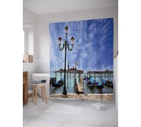 Штора (занавеска) для ванной JoyArty "Дневной пирс" из сатена, 180х200 см с крючками, sc_2757