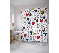 Штора (занавеска) для ванной JoyArty "Морская любовь" из сатена, 180х200 см с крючками, sc_2830