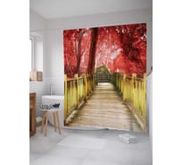 Штора (занавеска) для ванной JoyArty "Мост в сказку" из сатена, 180х200 см с крючками, sc_2741