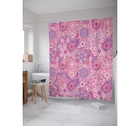 Штора (занавеска) для ванной JoyArty "Цветочное покрытие" из сатена, 180х200 см с крючками, sc_23330