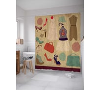 Штора (занавеска) для ванной JoyArty "Нужные покупки" из сатена, 180х200 см с крючками, sc_2797