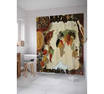 Штора (занавеска) для ванной JoyArty "Карточный креатив" из сатена, 180х200 см с крючками, sc_13771