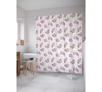 Штора (занавеска) для ванной JoyArty "Заморские цветы" из сатена, 180х200 см с крючками, sc_23319