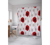 Штора (занавеска) для ванной JoyArty "Пышные розы" из сатена, 180х200 см с крючками, sc_2752