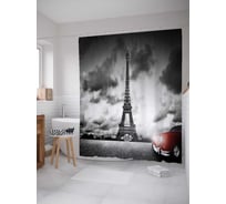 Штора (занавеска) для ванной JoyArty "Облака накрывают Париж" из сатена, 180х200 см с крючками, sc_18223