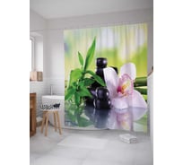 Штора (занавеска) для ванной JoyArty "Цветок орхидеи" из сатена, 180х200 см с крючками, sc_2605