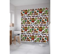 Штора (занавеска) для ванной JoyArty "Да здравствует Мексика" из сатена, 180х200 см с крючками, sc_20609