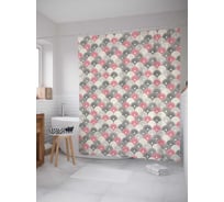 Штора (занавеска) для ванной JoyArty "Цветочные чешуйки" из сатена, 180х200 см с крючками, sc_28451