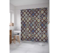 Штора (занавеска) для ванной JoyArty "Полет между кругов" из сатена, 180х200 см с крючками, sc_23309
