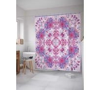 Штора (занавеска) для ванной JoyArty "Цветочная феерия" из сатена, 180х200 см с крючками, sc_23333