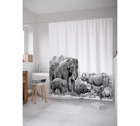 Штора (занавеска) для ванной JoyArty "Дикий водопой" из сатена, 180х200 см с крючками, sc_13714