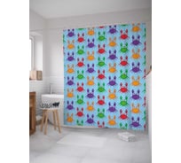 Штора (занавеска) для ванной JoyArty "Крабы поклоняются" из сатена, 180х200 см с крючками, sc_27234