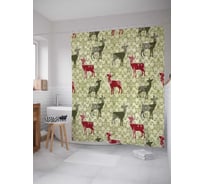 Штора (занавеска) для ванной JoyArty "Стая оленей" из сатена, 180х200 см с крючками, sc_20285