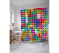 Штора (занавеска) для ванной JoyArty "Игровые клетки" из сатена, 180х200 см с крючками, sc_23514