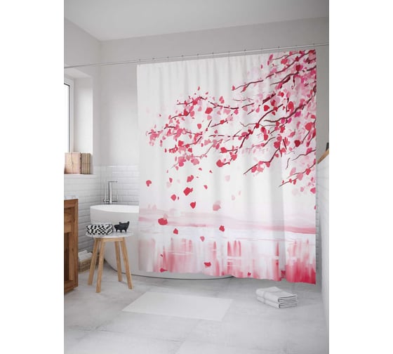 Штора (занавеска) для ванной JoyArty "Красочный побег" из сатена, 180х200 см с крючками, sc_2734 1