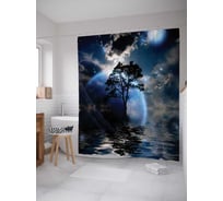 Штора (занавеска) для ванной JoyArty "Лунное сияние на реке" из сатена, 180х200 см с крючками, sc_14955