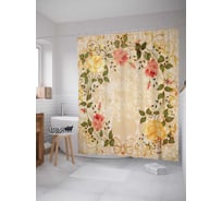 Штора (занавеска) для ванной JoyArty "Круг весны" из сатена, 180х200 см с крючками, sc_2839
