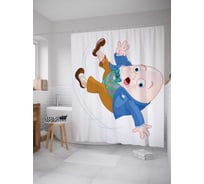 Штора (занавеска) для ванной JoyArty "Падающий человечек" из сатена, 180х200 см с крючками, sc_14070