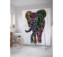 Штора (занавеска) для ванной JoyArty "Цветы на слоне" из сатена, 180х200 см с крючками, sc_16954